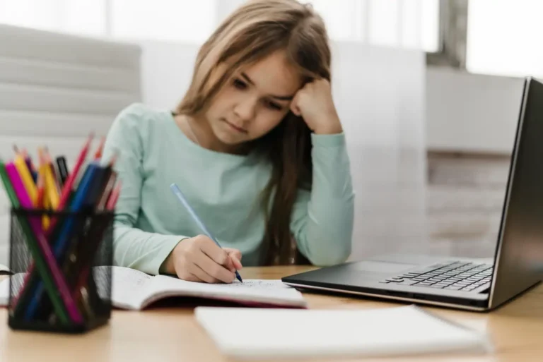Student taking the Stanford 10 achievement test at home